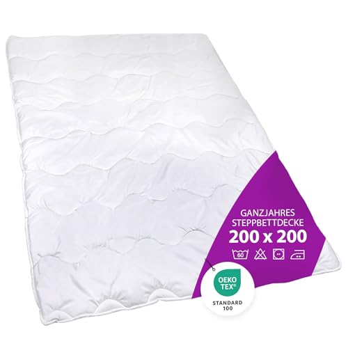 AddLiving Premium Steppbettdecke 200x200 cm | Waschbar | Ganzjahresdecke | 4 Jahreszeiten Bettdecke | Für Allergiker | Bettdecke 200 x200 cm | Öko-Tex 100 von AddLiving