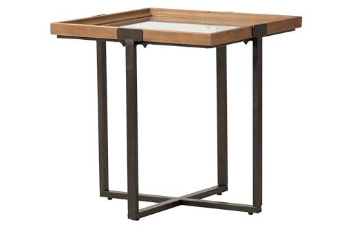 Adda Home Beistelltisch, Holz/Metall/Glas, Braun/Schwarz, 58X58X60 cm von Adda Home