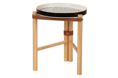 Adda Home Beistelltisch, Keramik/Holz/Leder, Blau/Braun/Weiß/Gelb, 40X40X46 cm von Adda Home