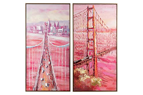 Adda Home Brooklyng Brücke, 2 Bilder, mit Rahmen, 40% handbemalt, 52 x 5 x 102 cm von Adda Home