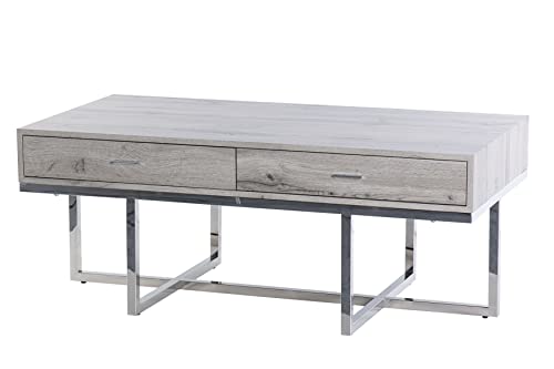 Adda Home Couchtisch, Edelstahl Holzwerkstoff, Naturholz/Silber, 120X60X45 cm von Adda Home