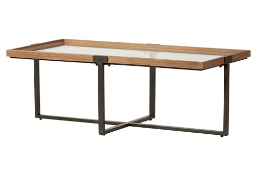 Adda Home Couchtisch, Holz/Metall/Glas, Braun/Schwarz, 120X60X44 cm von Adda Home