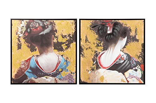 Adda Home Gehisa-Bilder mit Rahmen, 80% handbemalt, 60 x 4 x 60 cm, 2 Stück von Adda Home