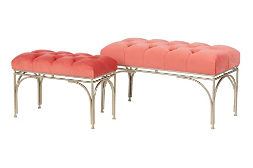 Adda Home Set mit 2 Bettfüßen, Metall, vergoldet/rosa, 81X41X47-60X30X42 cm von Adda Home