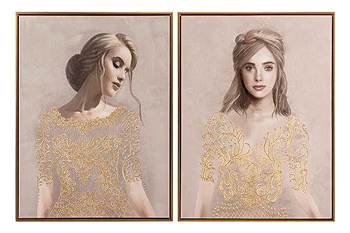 Adda Home Set mit 2 Bildern für Damen, mit goldenem Rahmen, 60 x 4 x 80 cm von Adda Home