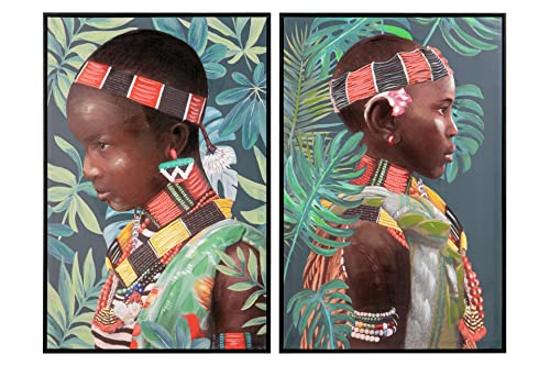 Adda Home Set mit 2 Bildern für Kinder mit Rahmen, 80% handbemalt, 60 x 4 x 90 cm von Adda Home