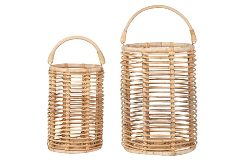 Adda Home Set mit 2 Laternen, Rattan, 25 x 25 x 40/35 x 35 x 50 cm von Adda Home