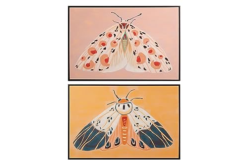 Adda Home Set mit 2 Schmetterlingen, mit schwarzem Rahmen, 90 x 4 x 60 cm von Adda Home