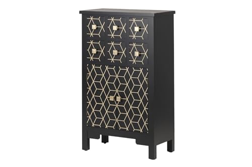 Adda Home Sideboard, Paulownia Holzwerkstoff, Schwarz/Gold, 60X30X100 cm von Adda Home