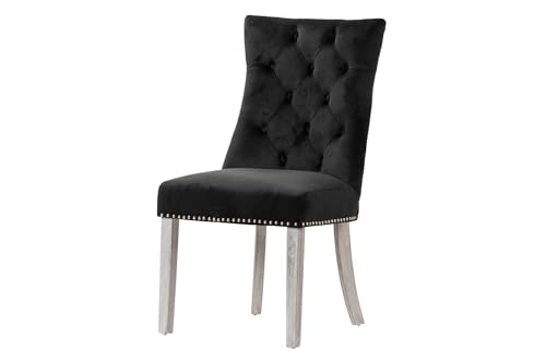 Adda Home Stuhl, Eiche/Samt, schwarz/grau, 54X55X97 cm von Adda Home
