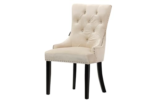 Adda Home Stuhl, Eiche/Samt, weiß/schwarz, 54X55X96 cm von Adda Home