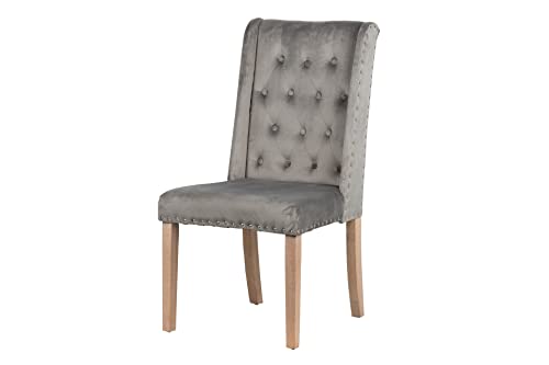 Adda Home Stuhl, Eiche/Samt/Metall, grau, 53X53X102 cm von Adda Home
