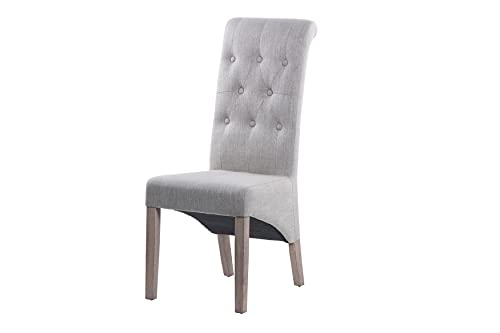 Adda Home Stuhl, Eiche Metall Leinen, blau/beige, Mediano von Adda Home