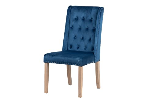 Adda Home Stuhl, Eiche Metall Samt, dunkelblau, Mediano von Adda Home