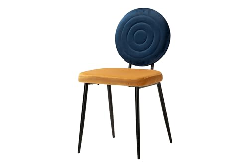 Adda Home Stuhl, Eisen/Samt, Blau/Gelb/Schwarz, 45X58X83 cm von Adda Home
