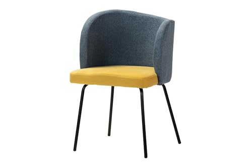 Adda Home Stuhl, Leinen, Polyester, Metall, Blau/Gelb/Schwarz, 53X54X81 cm von Adda Home