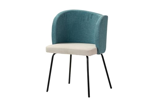 Adda Home Stuhl, Leinen, Polyester, Metall, Blau/grau/schwarz, 53X54X81 cm von Adda Home