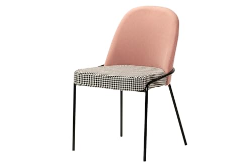 Adda Home Stuhl, Leinen, Polyester, Metall, Rosa/Weiß/Schwarz, 50X58X83 cm von Adda Home