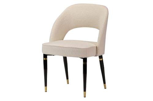 Adda Home Stuhl, Metall/Boucle, Schwarz/Weiß/Gold, 56X58X83 cm von Adda Home