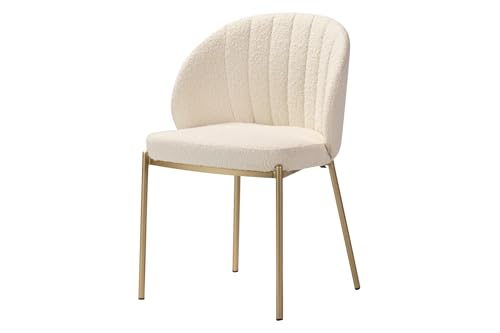 Adda Home Stuhl, Metall/Boucle, Weiß/Vergoldet, 57X55X80 cm von Adda Home