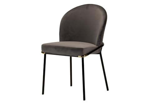 Adda Home Stuhl, Metall/MDF/Samt, Grau/Schwarz/Gold, Z0X56X83 cm von Adda Home