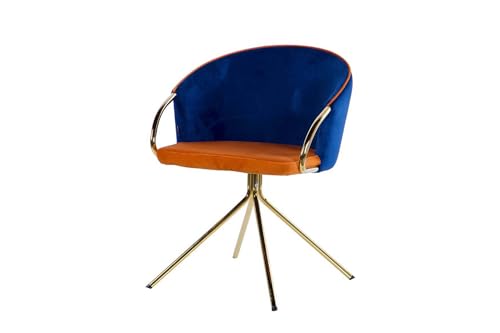 Adda Home Stuhl, Metall/MDF/Samt, Orange/Blau, 55X58X77 cm von Adda Home