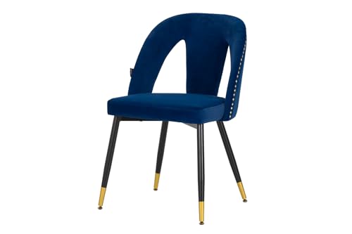 Adda Home Stuhl, Samt/Metall/MDF, Blau/Gold/Schwarz, 49X54X78 cm von Adda Home