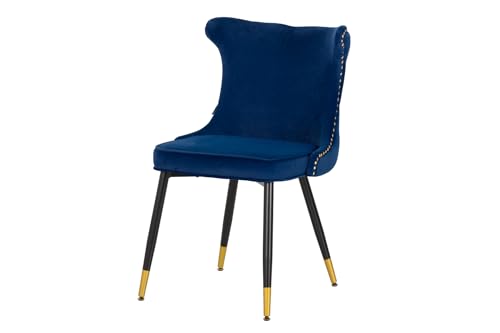 Adda Home Stuhl, Samt/Metall/MDF, Blau/Gold/Schwarz, 49X54X79 cm von Adda Home