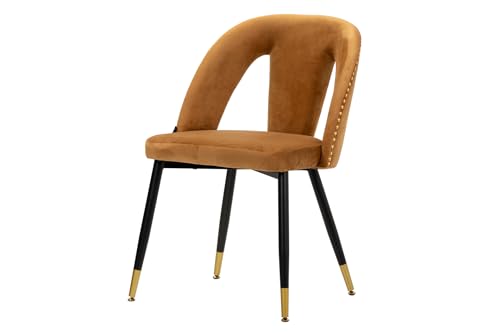 Adda Home Stuhl, Samt/Metall/MDF, Gelb/Schwarz, 49X54X78 cm von Adda Home