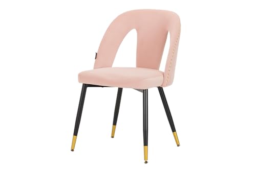 Adda Home Stuhl, Samt/Metall/MDF, Rosa/Schwarz/Gold, 49X54X78 cm von Adda Home