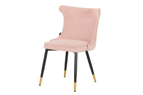 Adda Home Stuhl, Samt/Metall/MDF, Rosa/Schwarz/Gold, 49X54X79 cm von Adda Home