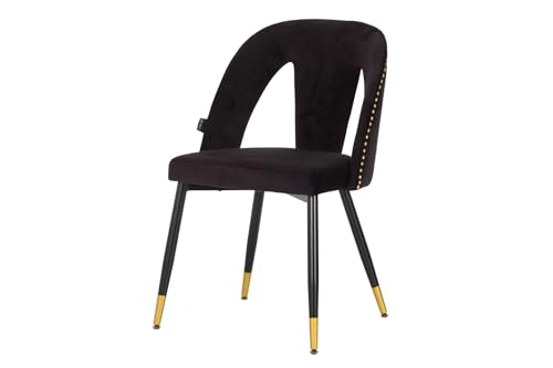 Adda Home Stuhl, Samt/Metall/MDF, Schwarz/Gold, 49X54X78 cm von Adda Home