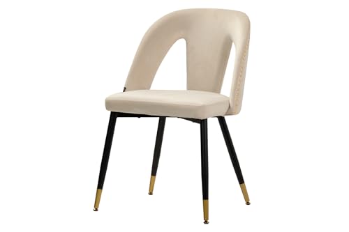 Adda Home Stuhl, Samt/Metall/MDF, weiß/schwarz, 49X54X78 cm von Adda Home