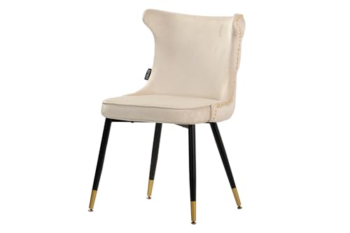 Adda Home Stuhl, Samt/Metall/MDF, weiß/schwarz, 49X54X79 cm von Adda Home