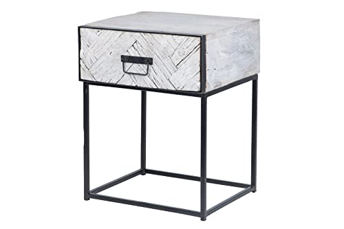 Adda Home Tisch, Metall/Griff, Weiß gewaschen/Schwarz, 45X40X58 cm von Adda Home
