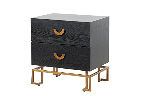 Adda Home Tisch, Metall Holz, Schwarz/Gold, 55X40X58 cm von Adda Home