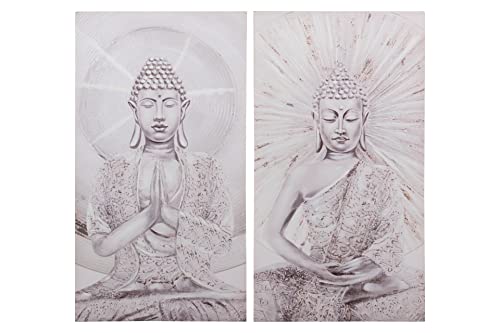Budha-Leinwand, 80% handbemalt, 50 x 3 x 90 cm, 2 Stück von Adda Home