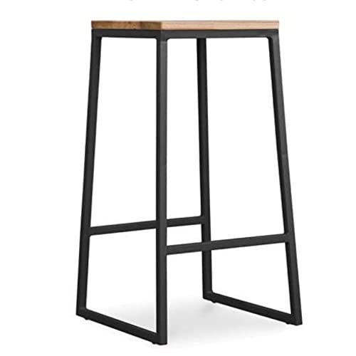 Addecor Hoher Barhocker in Schwarz und Holzfarben | Küchenhocker aus Stahleisen | 76 x 40 x 40 cm | Modell Austin | Hocker aus Holz mit Fußstütze | Stilvoll, Robust und Belastbar von Addecor