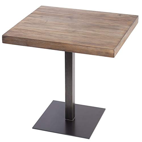 Addecor Schwarzer Bartisch | quadratischer Holztisch aus Melamin Esche | 70 x 70 x 76 cm | Modell Alabama Thin | inkl. Eisenfuß im industriellen oder nordischen Stil von Addecor