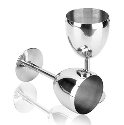 Addfun®Packung mit 2 Stück,Gute Qualität Rostfreier Stahl Kelch Rotwein Brille,14cm Höhe von Addfun
