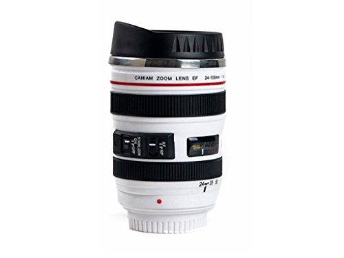 Addfun®SLR Kamera Linse Kaffee Becher Vakuum Reise Becher (Weiß 13oz, 380 ml) von Addfun