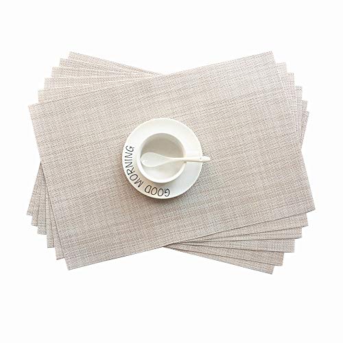 Addfun®Tischsets, Neu PVC Isolierung rutschfest Isolierung Waschbar Platzdeckchen(Beige, 6er Set) von Addfun