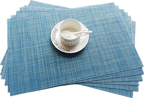 Addfun®Tischsets, Neu PVC Isolierung rutschfest Isolierung Waschbar Platzdeckchen(Blau, 6er Set) von Addfun