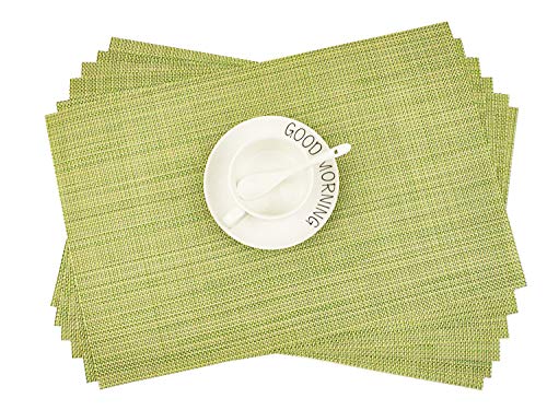 Addfun®Tischsets, Neu PVC Isolierung rutschfest Isolierung Waschbar Platzdeckchen(Grün, 6er Set) von Addfun