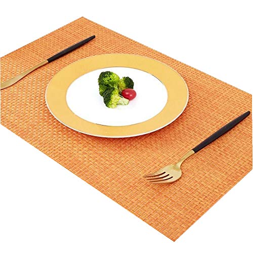 Addfun®Tischsets, Prämie Waschbar Hoch Qualität rutschfest Isolierung PVC Tischsets für Esstisch(Orange, 4er Set) von Addfun