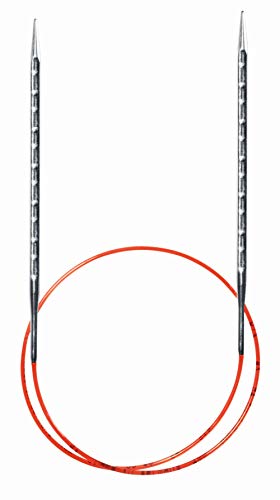 Addi AD7177080-05.00 Neuartige quadratische Rundstrick, Metal, Silber/Rot, 80 cm Länge x 5 mm Stärke von Addi