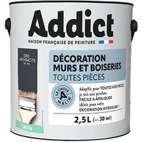 Acrylfarbe für Wände und Holz anthrazit seidenmatt 2.5L. von Addict