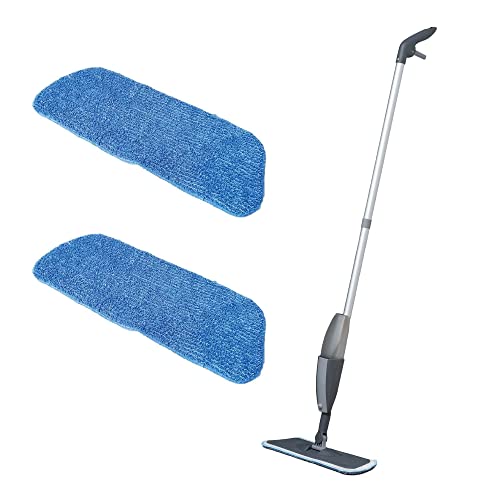 Addis Essentials Flacher Mikrofaser-Sprühmopp mit 2 Ersatz-Nachfüllköpfen, Grau und Hellblau, Einheitsgröße von Addis