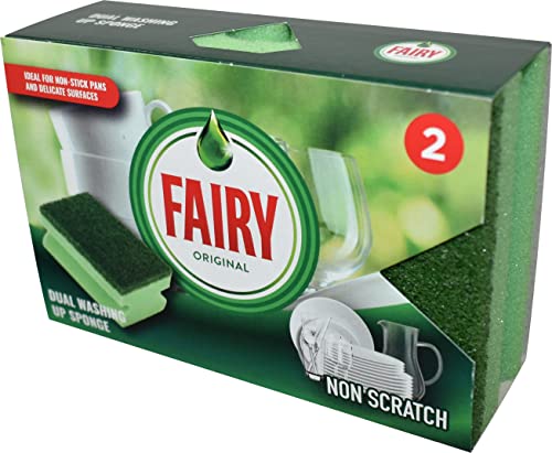 Addis Fairy Originals Non Scratch General Dual Sponge Scourer with Crystals, Pack of 2, Green,one size von Addis