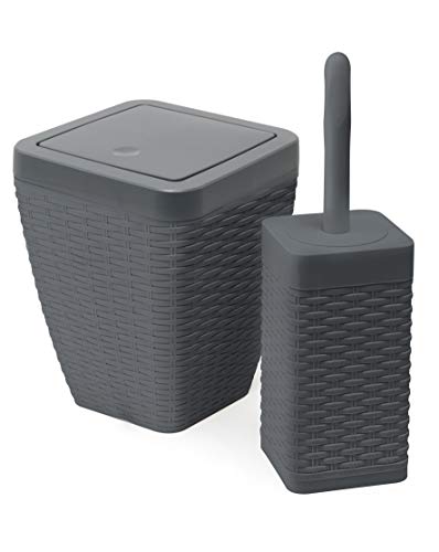 Addis, Rattan-Kunststoff, anthrazit, Bin & Toilet Set von Addis